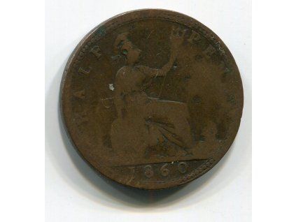 VELKÁ BRITÁNIE. 1/2 penny 1860.