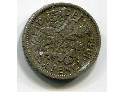 VELKÁ BRITÁNIE. 6 pence 1955. KM-903
