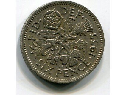 VELKÁ BRITÁNIE. 6 pence 1955. KM-903