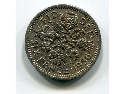 VELKÁ BRITÁNIE. 6 pence 1956. KM-903