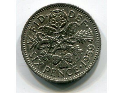 VELKÁ BRITÁNIE. 6 pence 1959.