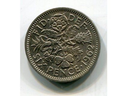 VELKÁ BRITÁNIE. 6 pence 1962.