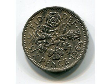 VELKÁ BRITÁNIE. 6 pence 1964.