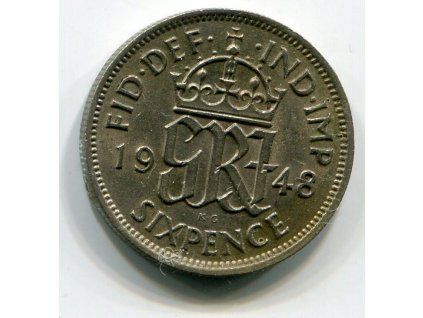 VELKÁ BRITÁNIE. 6 pence 1948.