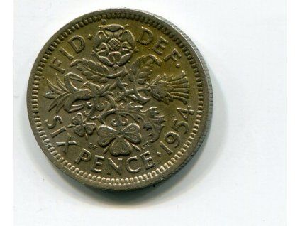 VELKÁ BRITÁNIE. 6 pence 1954.