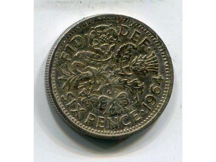 VELKÁ BRITÁNIE. 6 pence 1964.