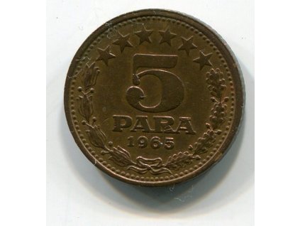 JUGOSLÁVIE. 5 para 1965. KM-42.