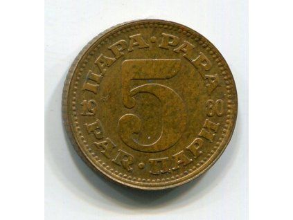 JUGOSLÁVIE. 5 para 1980.