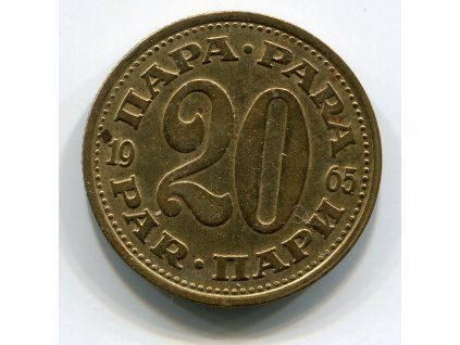 JUGOSLÁVIE. 20 para 1965.