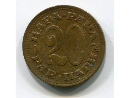 JUGOSLÁVIE. 20 para 1974.