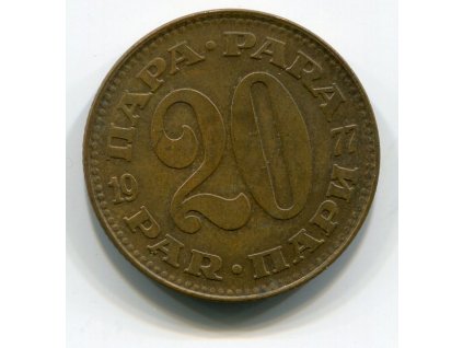 JUGOSLÁVIE. 20 para 1977.