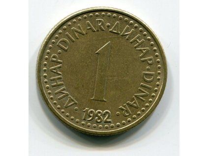 JUGOSLÁVIE. 1 dinar 1982.