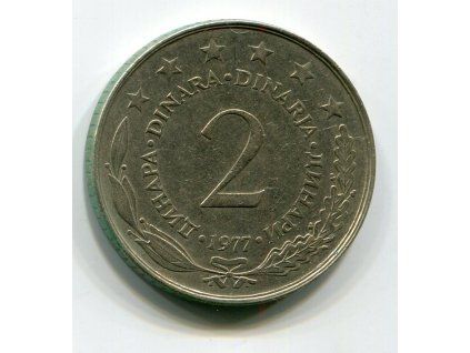 JUGOSLÁVIE. 2 dinara 1977.