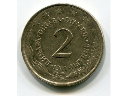 JUGOSLÁVIE. 2 dinara 1981.