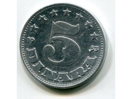 JUGOSLÁVIE. 5 dinara 1953.