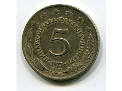 JUGOSLÁVIE. 5 dinara 1973.