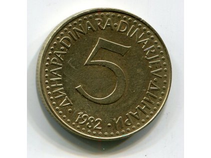 JUGOSLÁVIE. 5 dinara 1982.