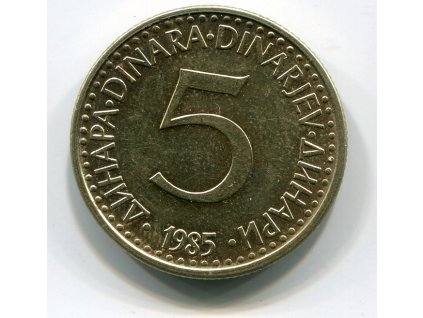 JUGOSLÁVIE. 5 dinara 1985.