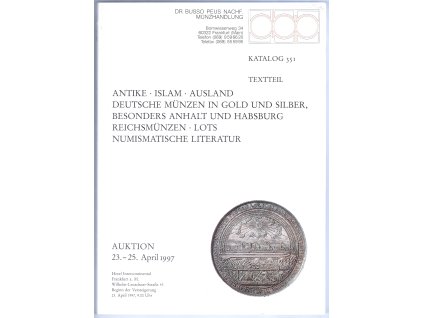 Aukční katalog firmy Busso PEUS, Frankfurt a. M., č. 351 / 23-25. 4.1997.
