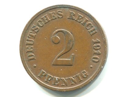 NĚMECKO. 2 Pfennig 1910/D.