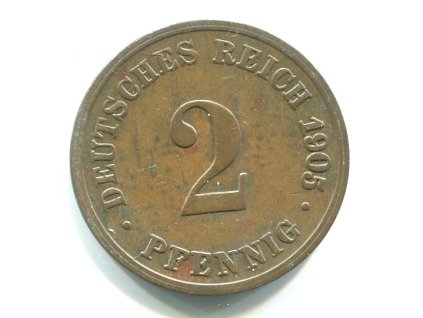 NĚMECKO. 2 Pfennig 1905/D. KM-16