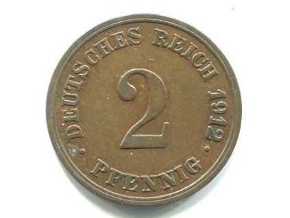 NĚMECKO. 2 Pfennig 1912/G. KM-16
