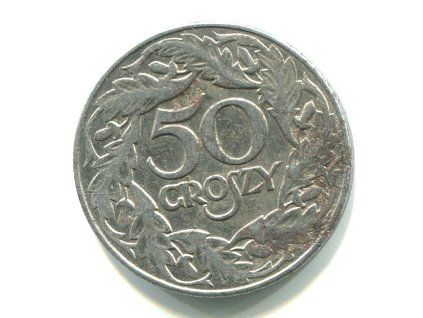POLSKO. 50 groszy 1938. Fe, poniklováno, značka mincovny.
