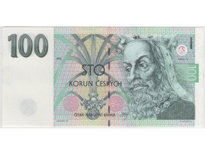 ČESKO. 100 korun 1995. B 24. Chybotisk - bez průsvitky, resp. obrácená průsvitka.