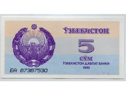 UZBEKISTÁN. 5 sum 1992.