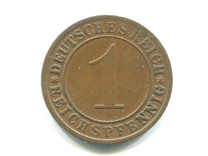 NĚMECKO. 1 Reichspfennig 1930/F.