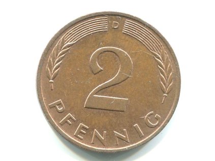 NĚMECKO. 2 Pfennig 1990/D.