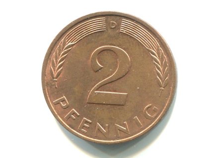 NĚMECKO. 2 Pfennig 1989/D.