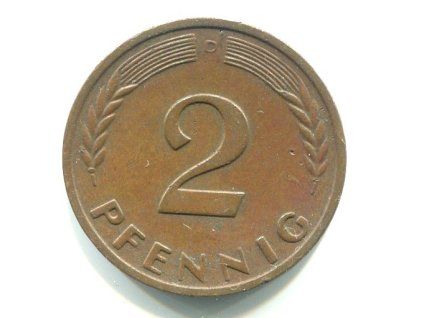 NĚMECKO. 2 Pfennig 1965/D.