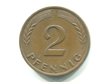 NĚMECKO. 2 Pfennig 1958/D.