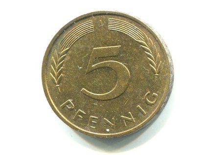 NĚMECKO. 5 Pfennig 1982/J
