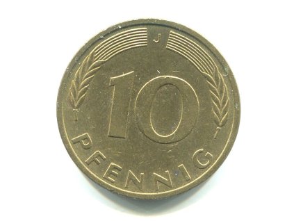 NĚMECKO. 10 Pfennig 1988/J