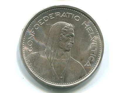 ŠVÝCARSKO. 5 franken 1969. Ag.