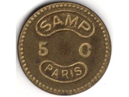 FRANCIE. Samp Paris. 50 centimes. Konzumační známka.
