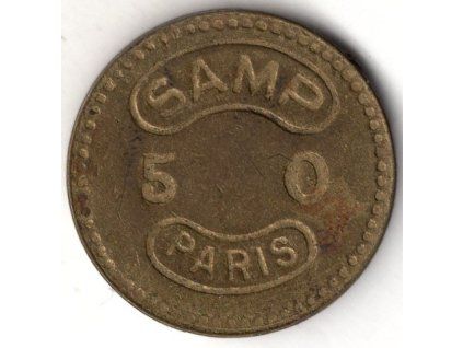 FRANCIE. Samp Paris. 50 centimes. Konzumační známka.