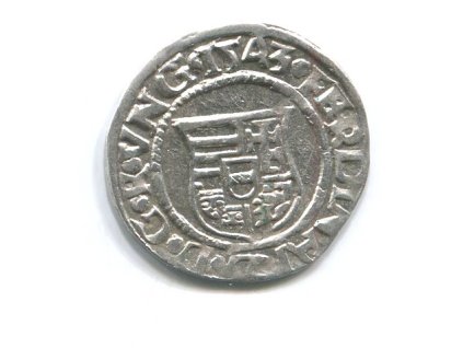 UHRY. Ferdinand I. Denár 1543/KB.