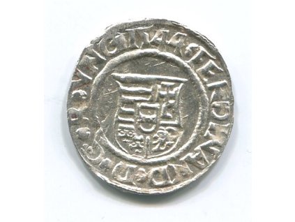 UHRY. Ferdinand I. Denár 1544/KB.