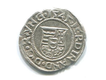 UHRY. Ferdinand I. Denár 1545/KB.