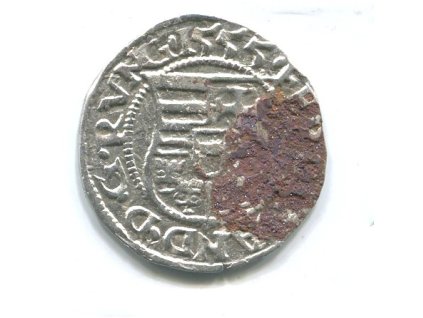 UHRY. Ferdinand I. Denár 1555/KB.