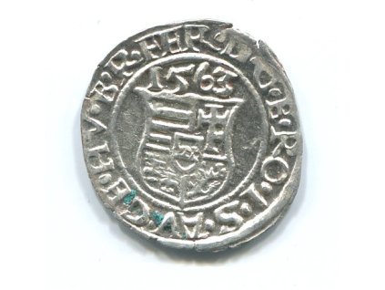 UHRY. Ferdinand I. Denár 1563/KB.