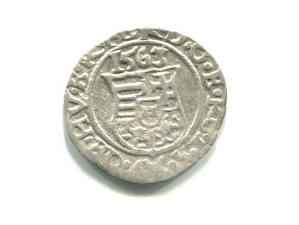 UHRY. Ferdinand I. Denár 1563/KB.