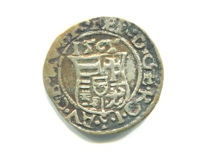UHRY. Ferdinand I. Denár 1565/KB.