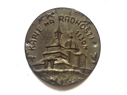 RADHOŠŤ. Kaple. Štítek na hůl.