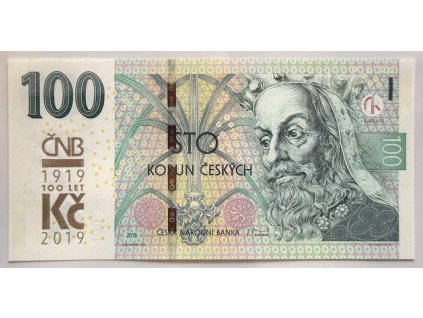 ČESKO. 100 korun 2018 s přetiskem ČNB. Série M 22. Hej. CZ 33.