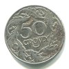 POLSKO. 50 groszy 1938. Fe, poniklováno, značka mincovny.
