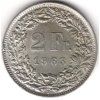 ŠVÝCARSKO. 2 franken 1963. Ag.